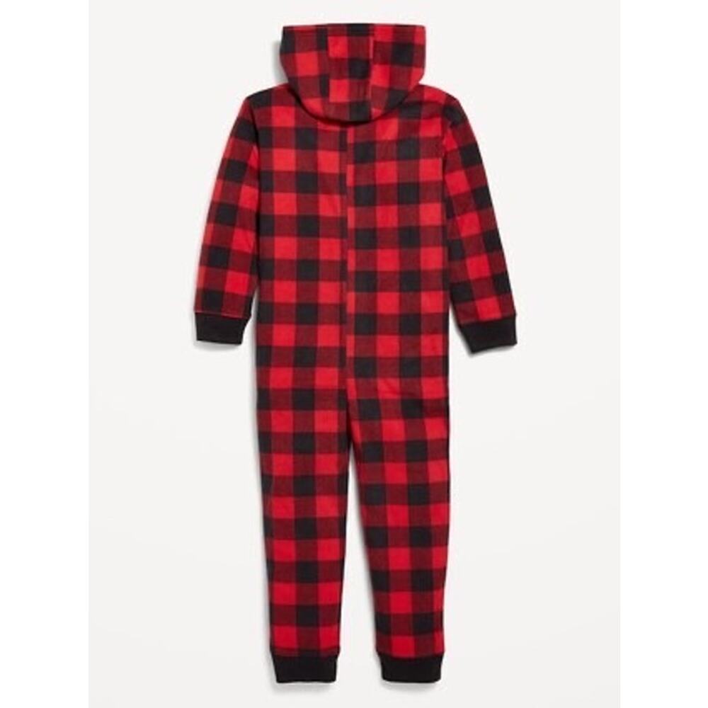 Gap Kids Cozy Microfleece Buffalo Plaid Hooded Union Suit